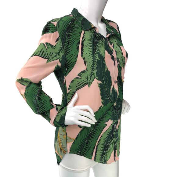 Beach Riot X Revolve Womens Size S Sunny Top in Pink Palm Button Down *TINY FLAW - Picture 10 of 16